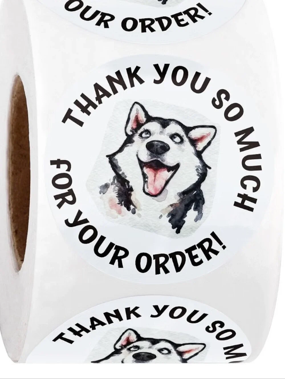 White Husky 'Thank You So Much For Your Order' Stickers